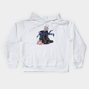 Boots and Bows with Flowers Kids Hoodie